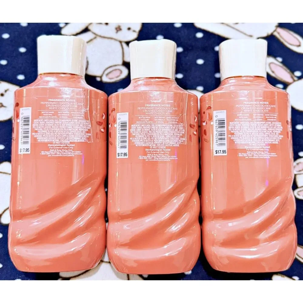 Bath & Body Works Peppermint Bark Truffle Milk Bar Shower Gel Body Wash x3
